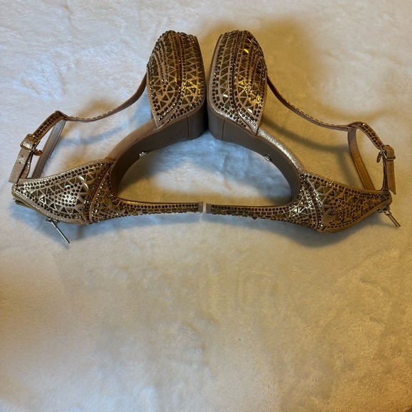 THALIA SODI Chacey Gold Bronze Zippered Platform Heels womens size 10M - Picture 7 of 14